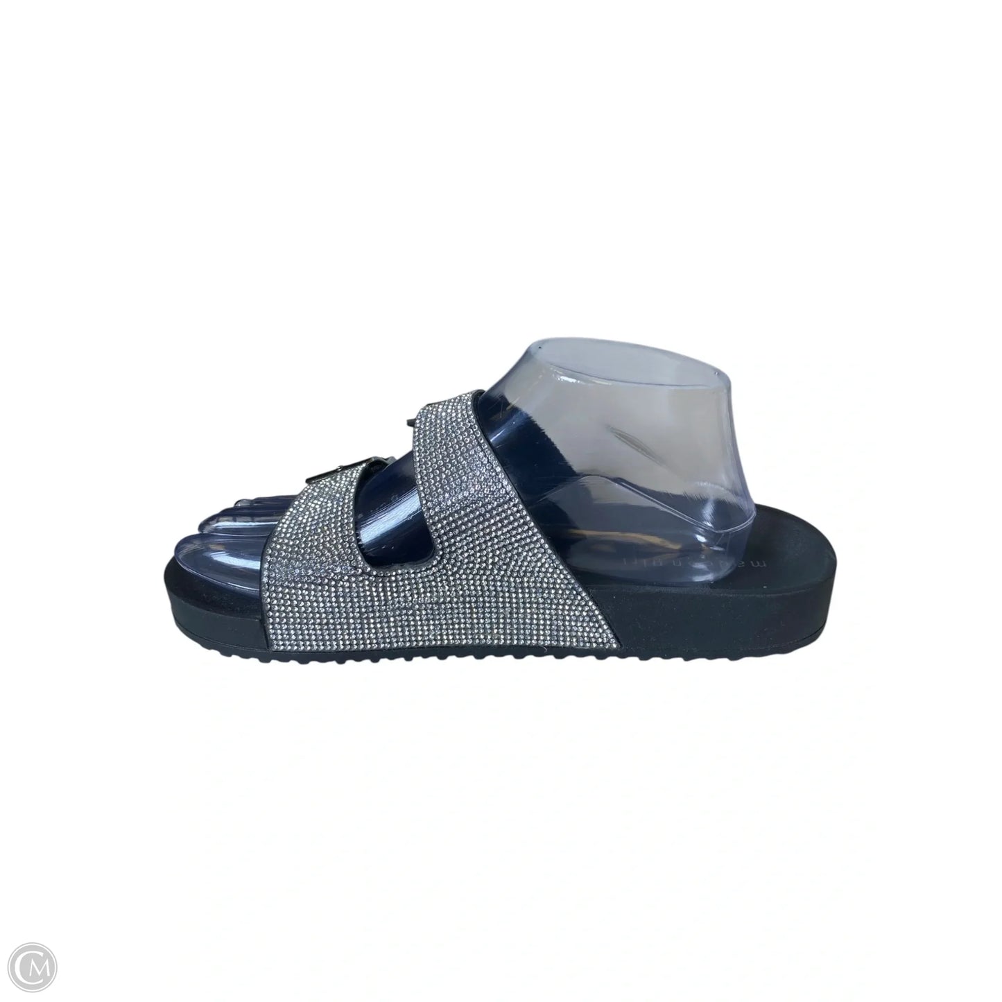 Sandals Flats By Madden Girl In Black & Silver, Size: 9