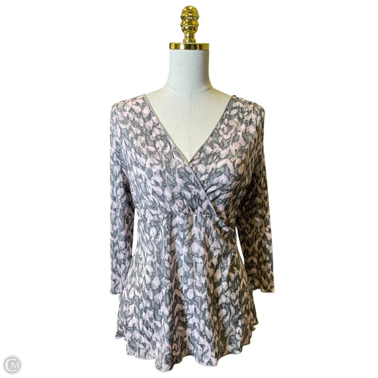 Top Long Sleeve By J. Jill In Grey & Pink, Size: M