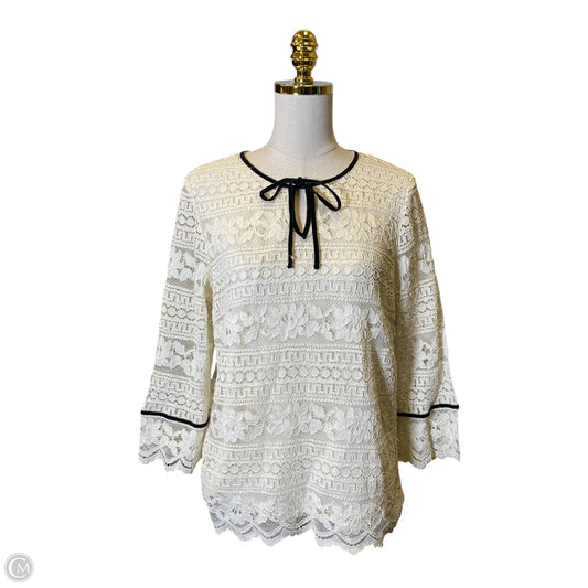 Top Long Sleeve By Talbots In Black & Cream, Size: L