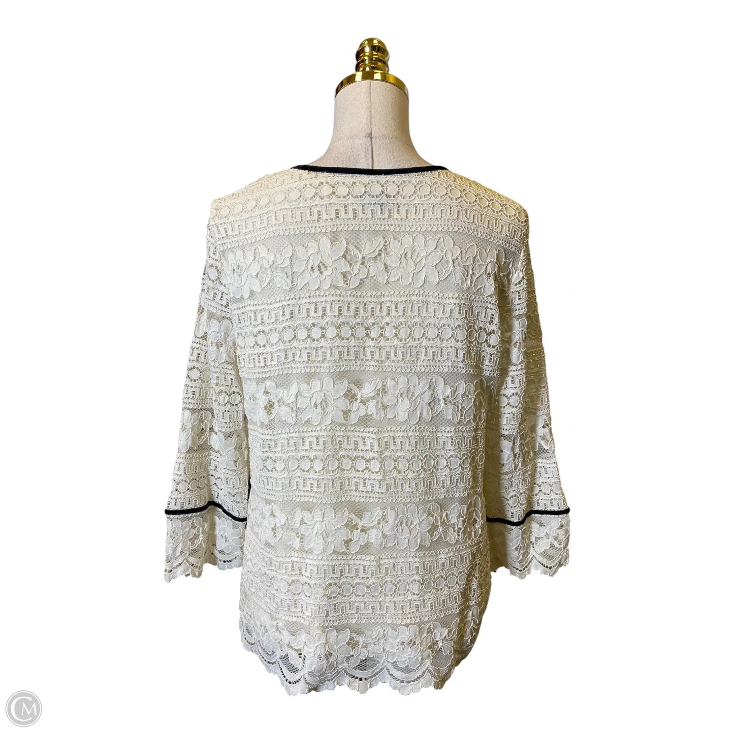 Top Long Sleeve By Talbots In Black & Cream, Size: L
