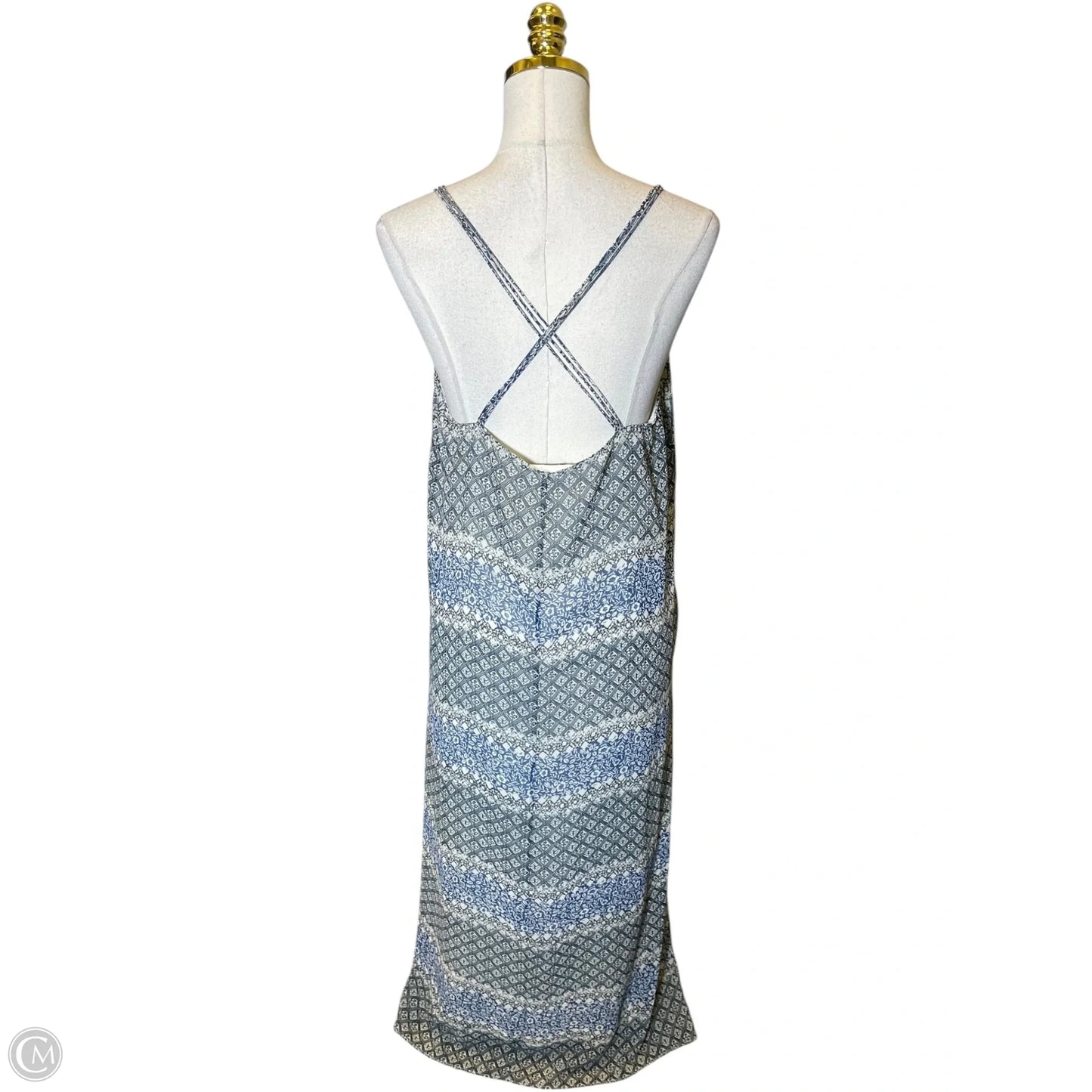 Dress Casual Maxi By Madewell In Blue & Cream, Size: L