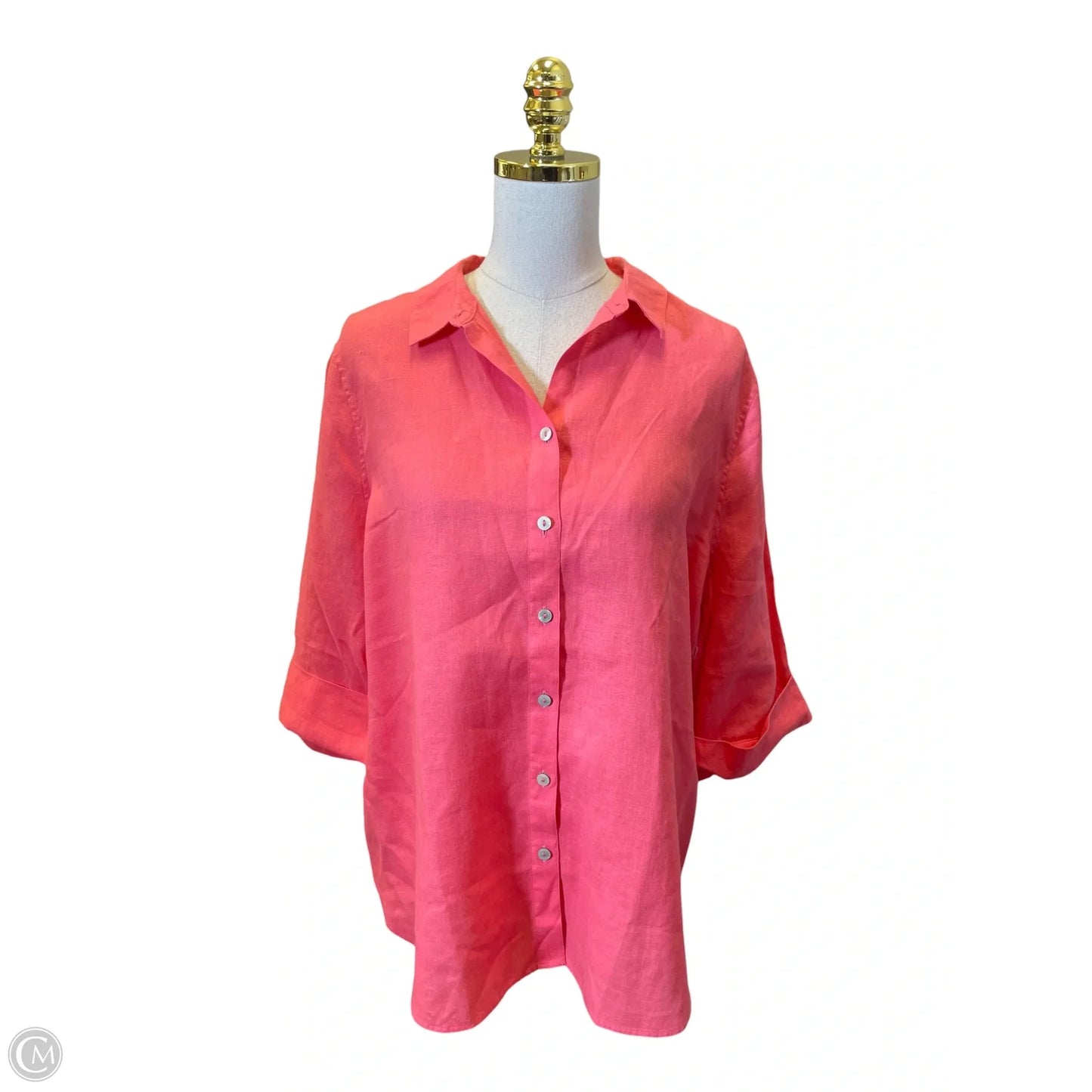 Top 3/4 Sleeve By Chicos In Coral, Size: L