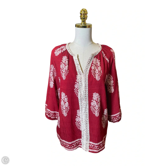Top Long Sleeve By Clothes Mentor In Red & White, Size: L