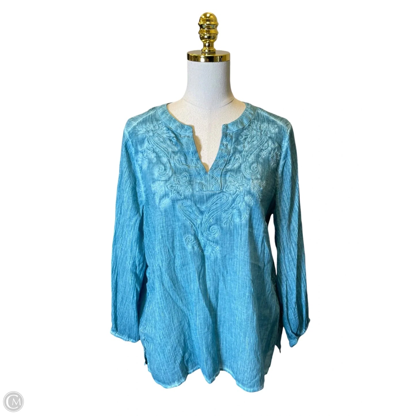 Top Long Sleeve By Chicos In Blue, Size: M