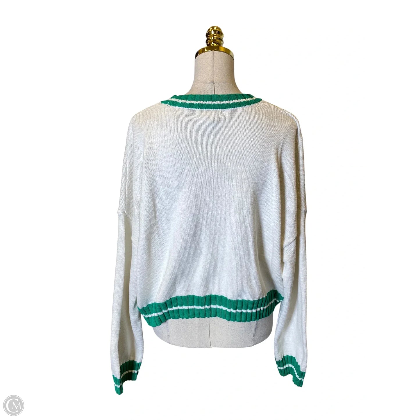 Sweater By Sincerely Jules In Green & White, Size: L