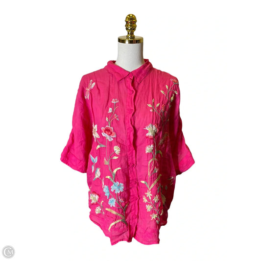 Top Short Sleeve Designer By Johnny Was In Multi-colored, Size: M