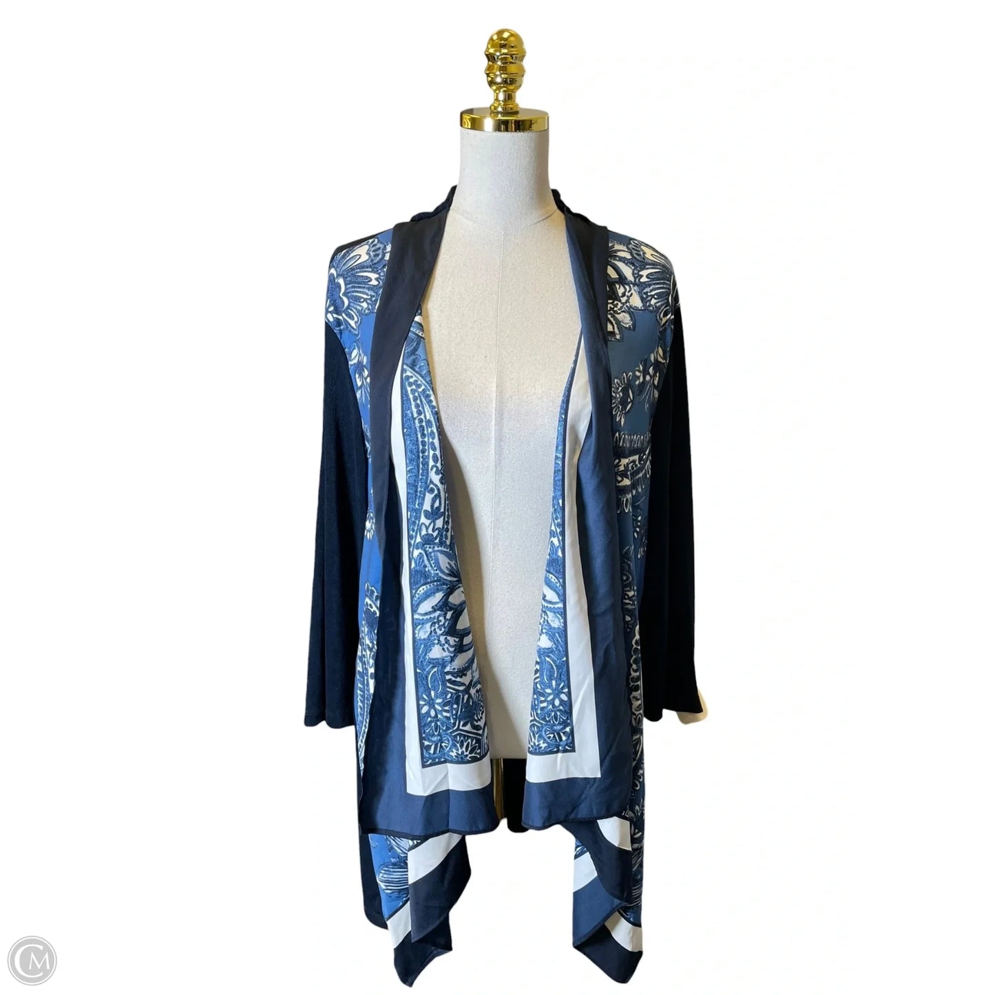 Cardigan By Chicos In Blue & White, Size: Xl