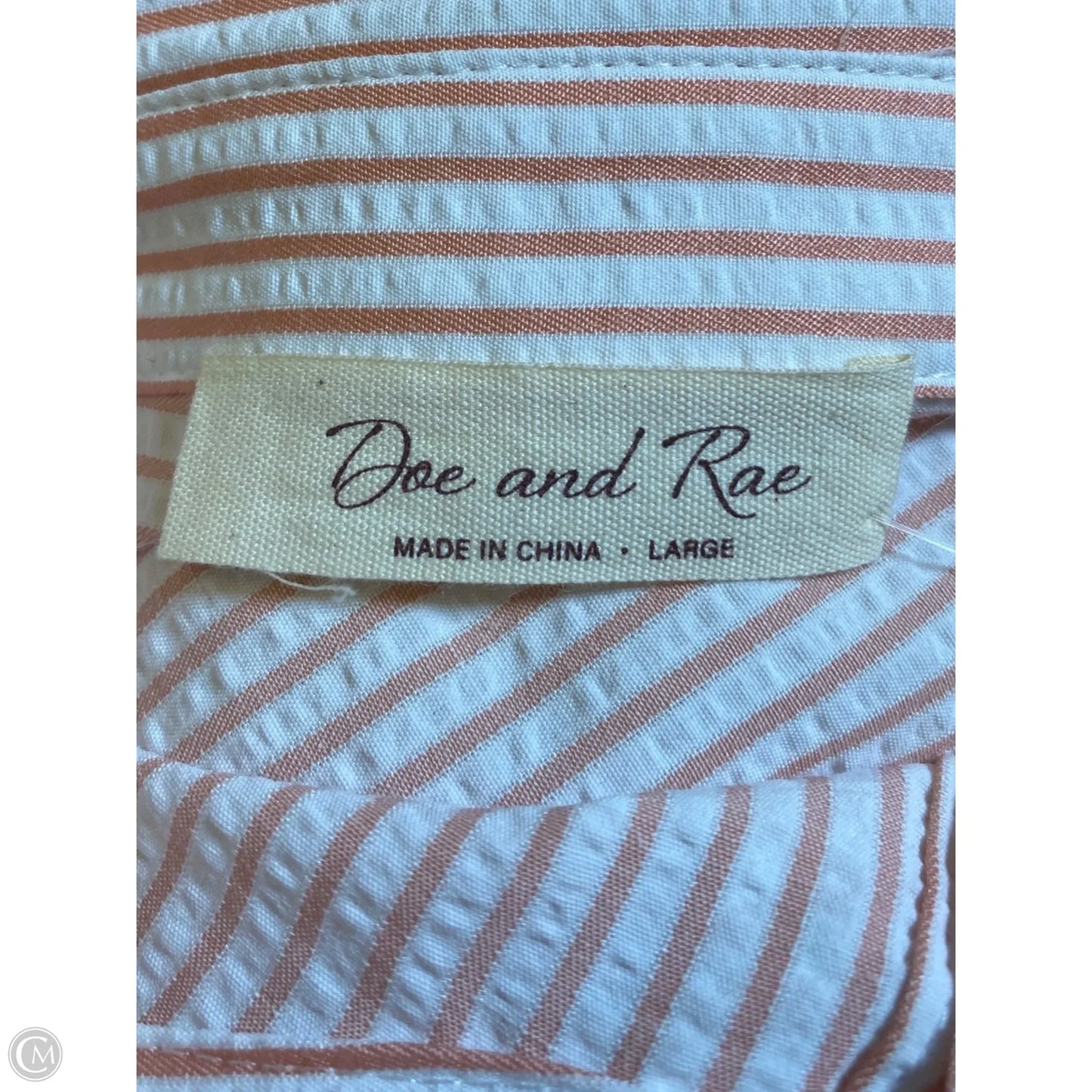 Top Short Sleeve By Doe & Rae In Striped Pattern, Size: L