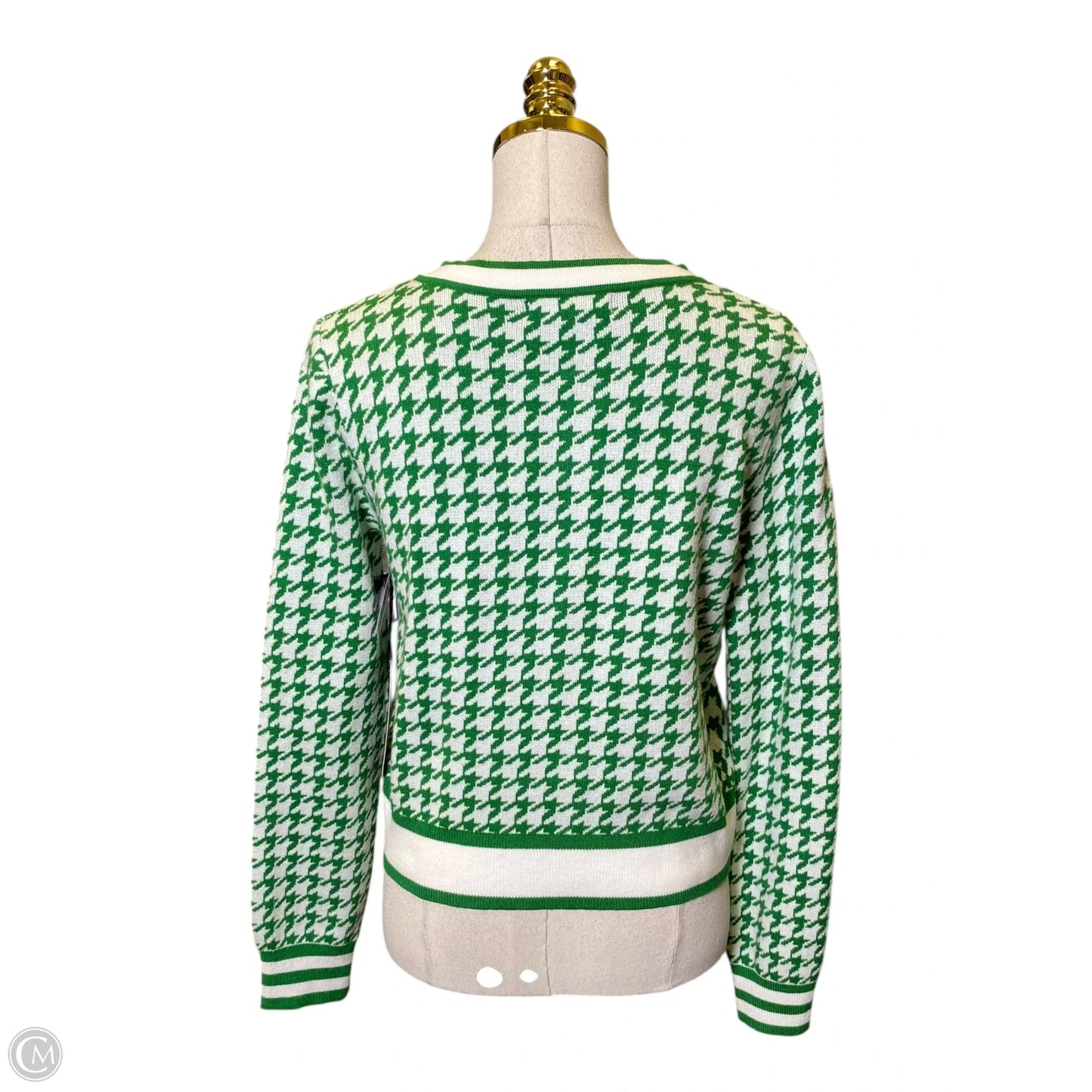Sweater By Haute Monde In Cream & Green, Size: L