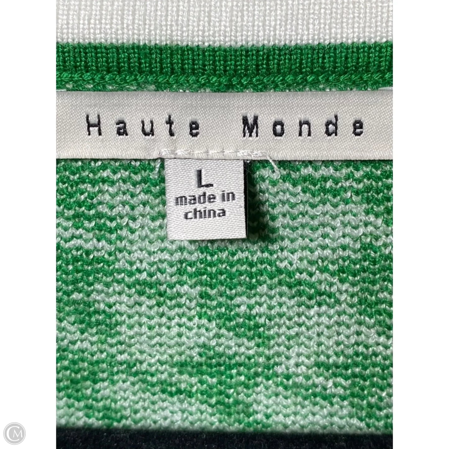 Sweater By Haute Monde In Cream & Green, Size: L