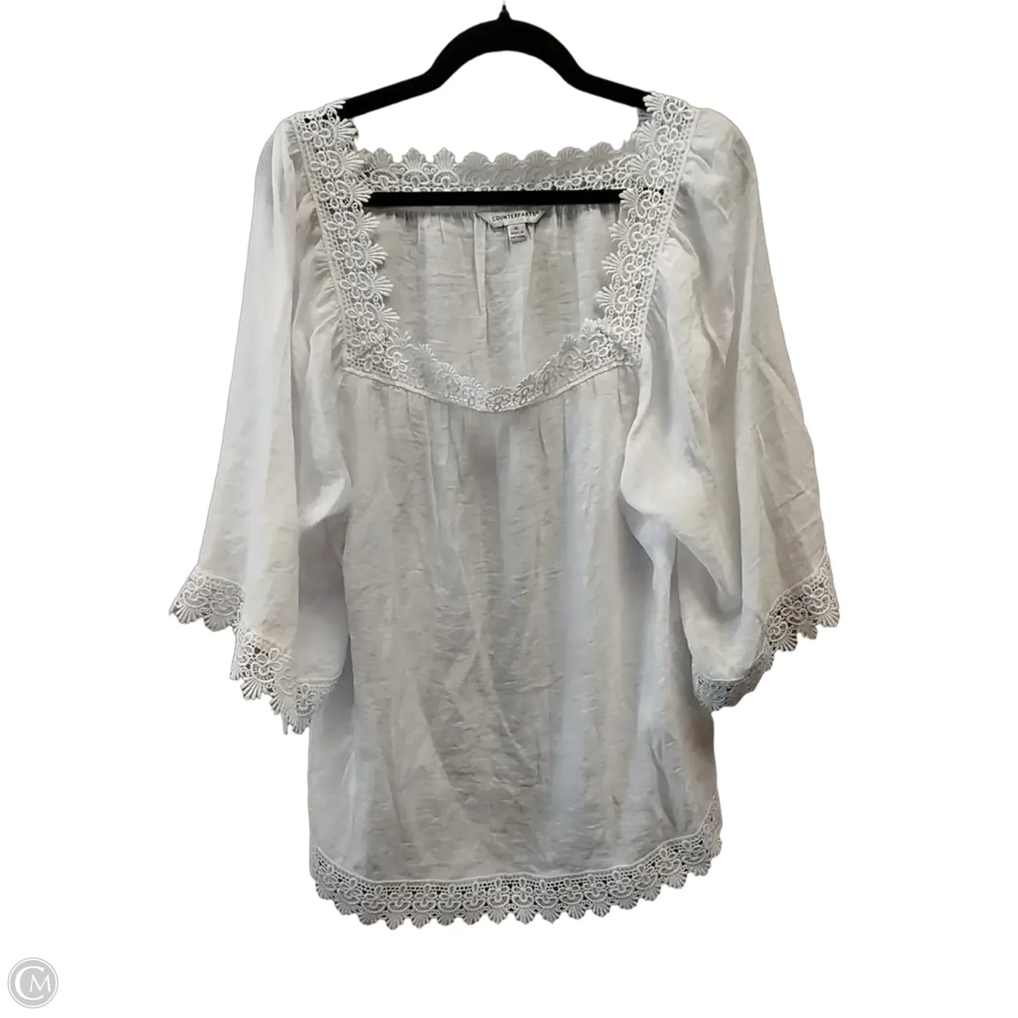 Blouse Long Sleeve By Counterparts In White, Size: Xl