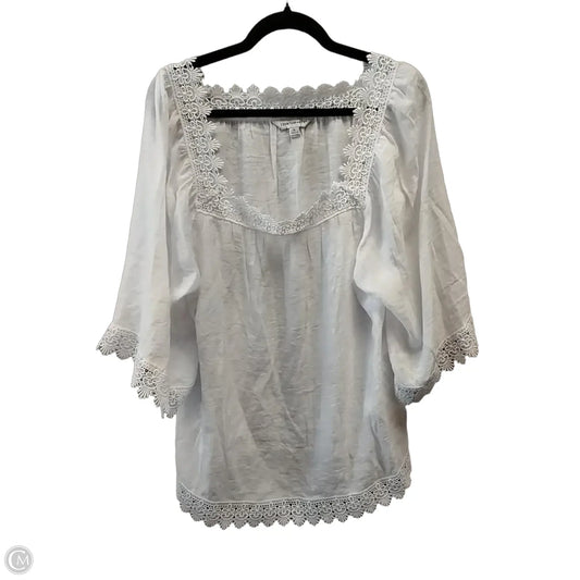 Blouse Long Sleeve By Counterparts In White, Size: Xl