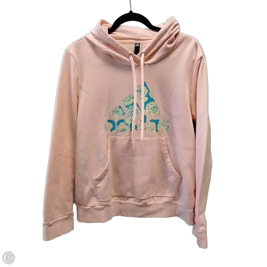 Athletic Sweatshirt Hoodie By Adidas In Peach, Size: L