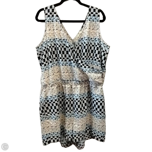 Romper By Clothes Mentor In Blue & Cream, Size: 1x