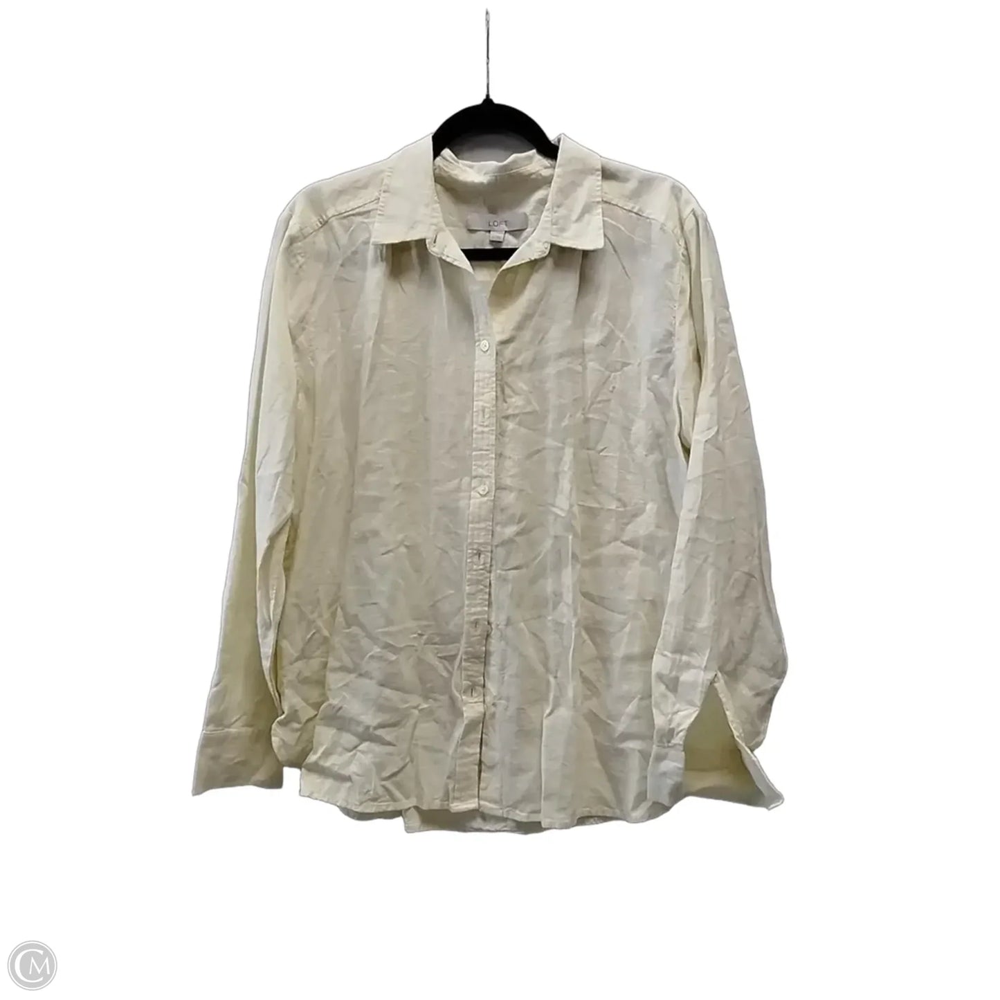 Top 3/4 Sleeve By Loft In Yellow, Size: L
