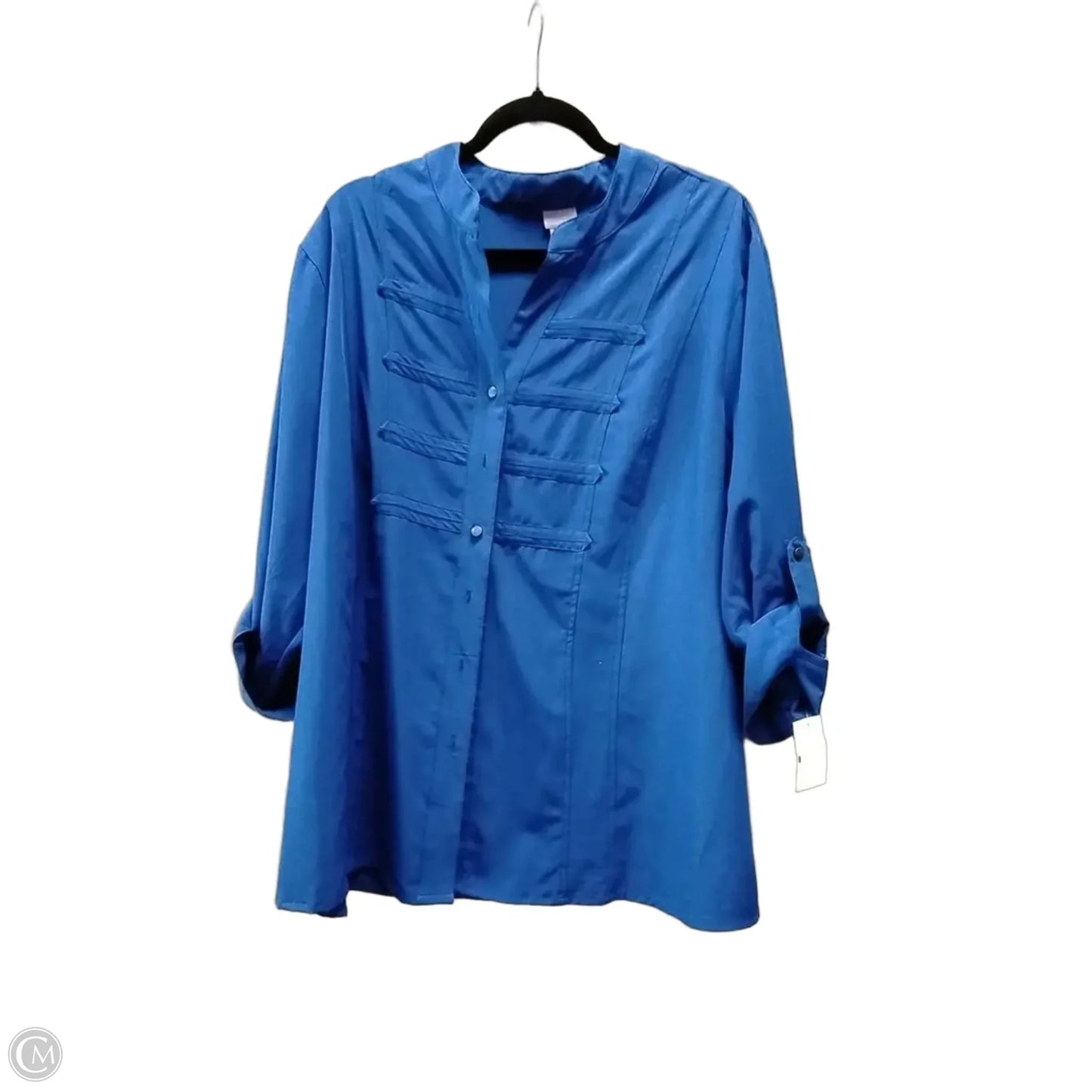 Blouse Long Sleeve By Laura Scott In Blue, Size: 2x