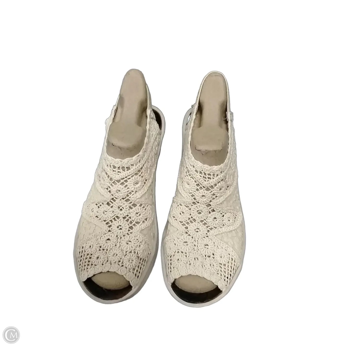 Sandals Heels Wedge By Bzees In Beige, Size: 9.5