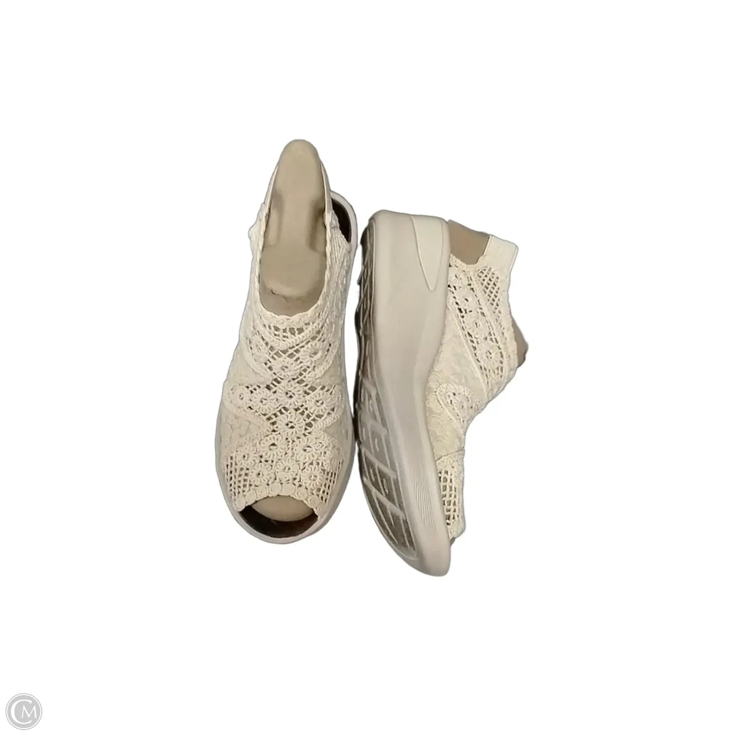 Sandals Heels Wedge By Bzees In Beige, Size: 9.5
