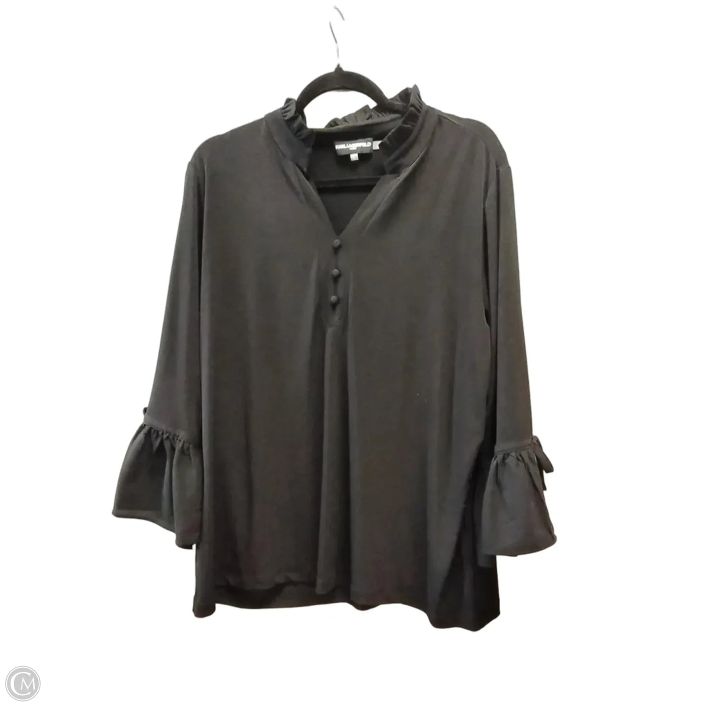 Blouse Designer By Karl Lagerfeld In Black, Size: 1x