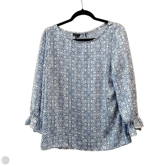 Blouse Long Sleeve By Talbots In Blue & White, Size: M