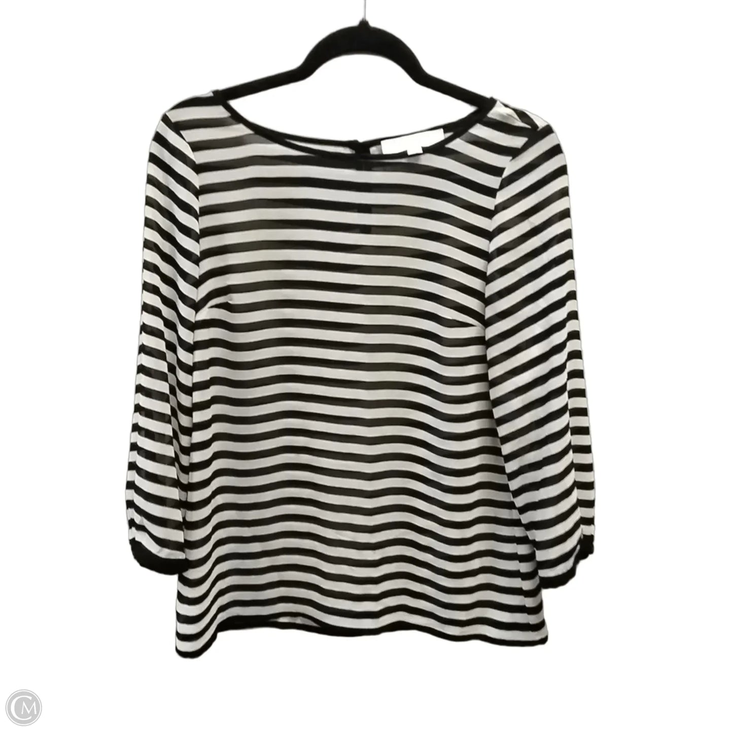 Blouse Long Sleeve By Loft In Black & White, Size: Xs