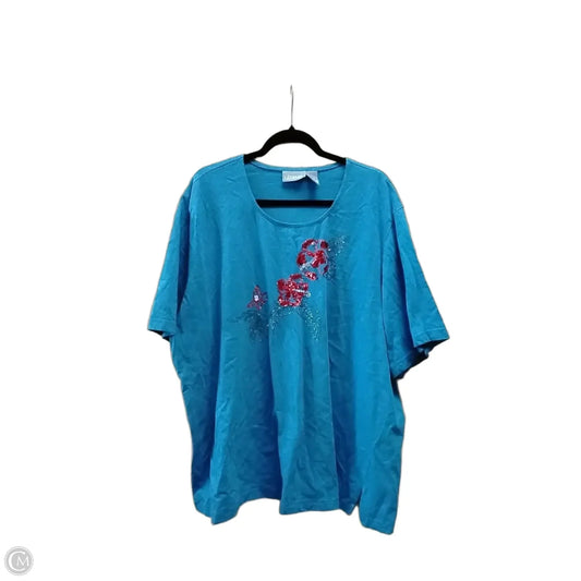 Top Short Sleeve By Liz And Me In Blue, Size: 3x