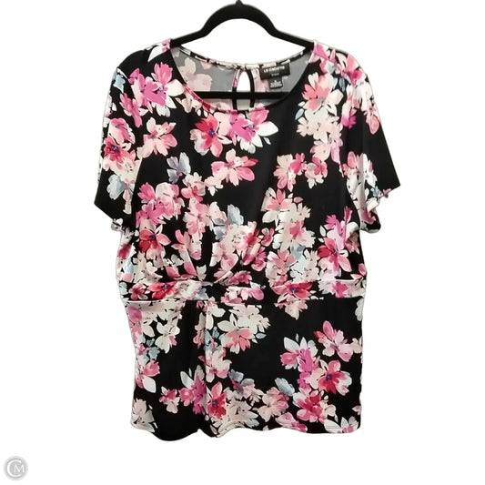 Blouse Short Sleeve By Liz Claiborne In Floral Print, Size: 1x