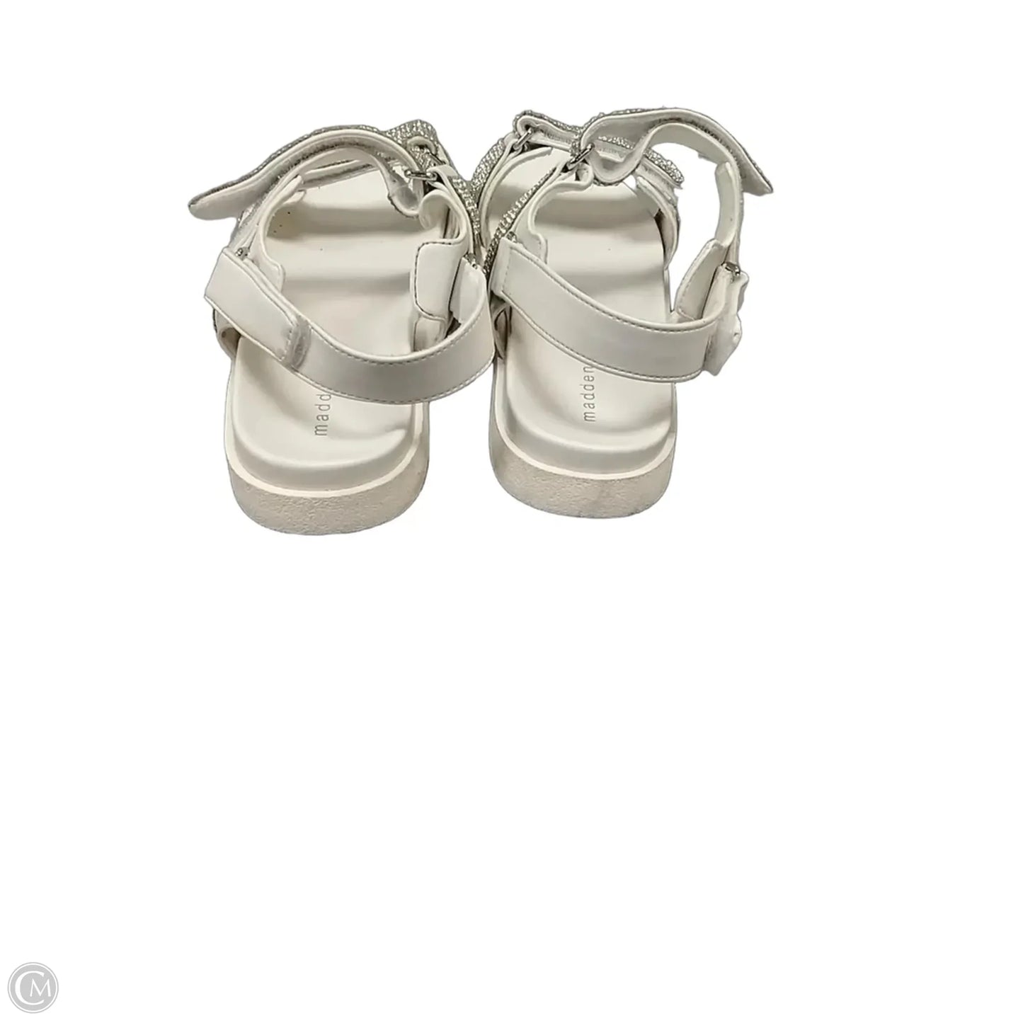 Sandals Flats By Madden Girl In Silver & White, Size: 5
