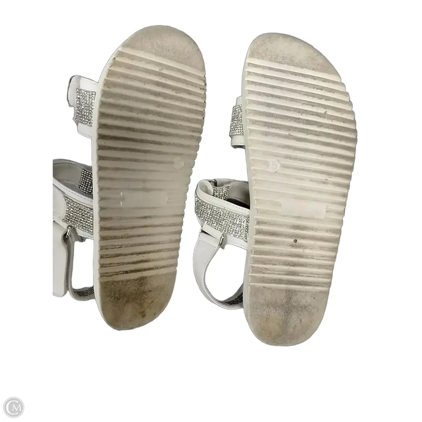 Sandals Flats By Madden Girl In Silver & White, Size: 5