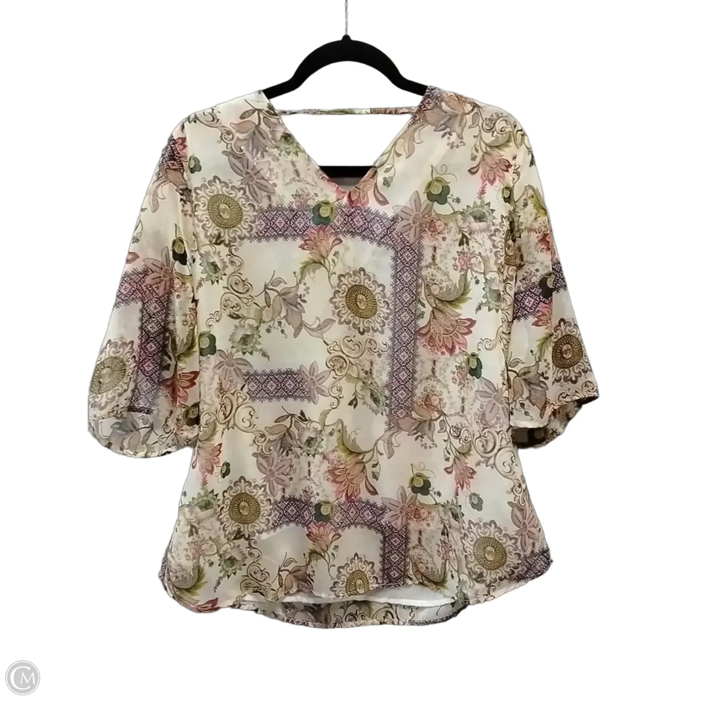 Blouse 3/4 Sleeve By Reba In Geometric Pattern, Size: M