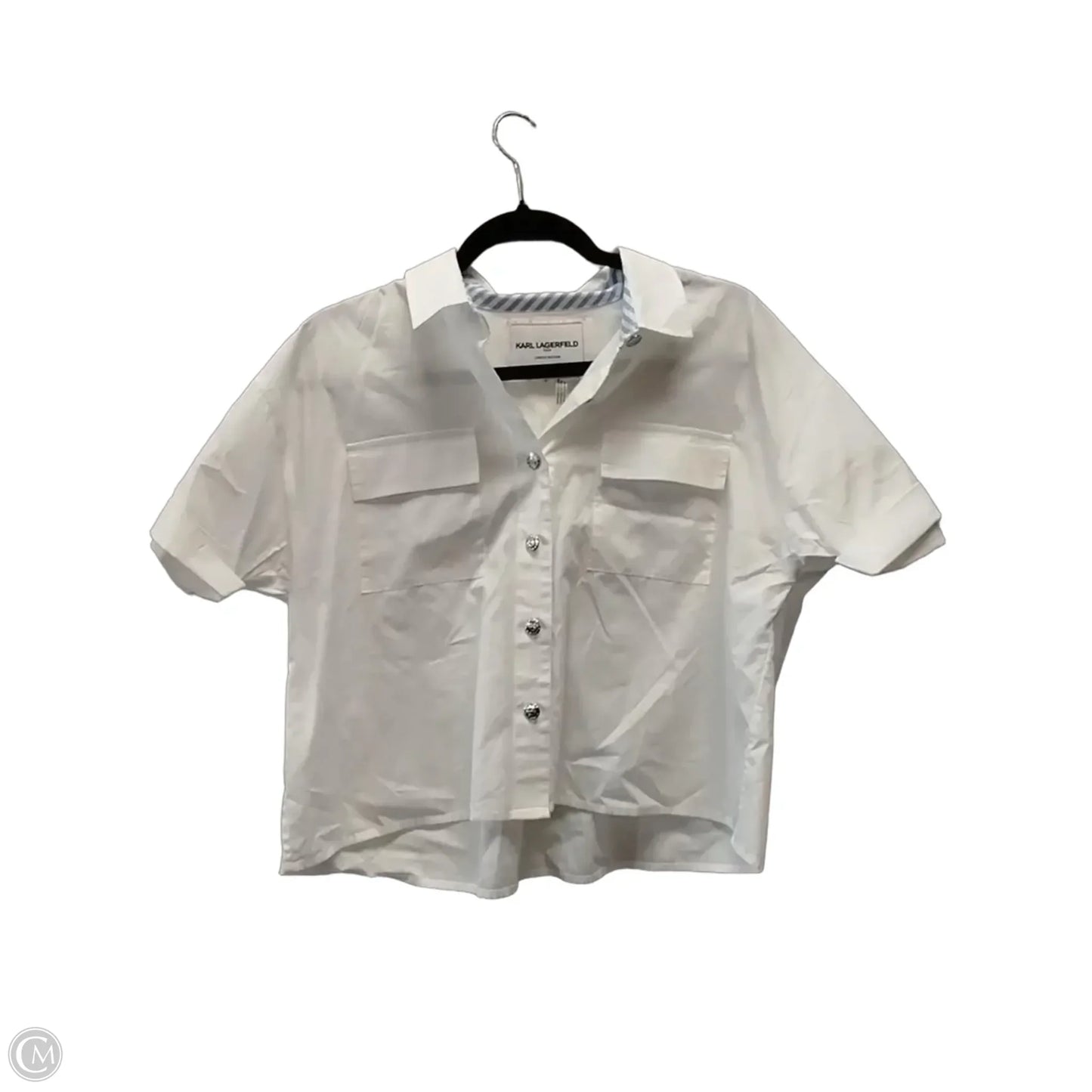Top Short Sleeve Designer By Karl Lagerfeld In White, Size: M