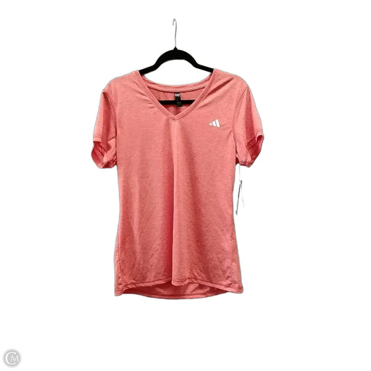 Athletic Top Short Sleeve By Adidas In Orange, Size: L