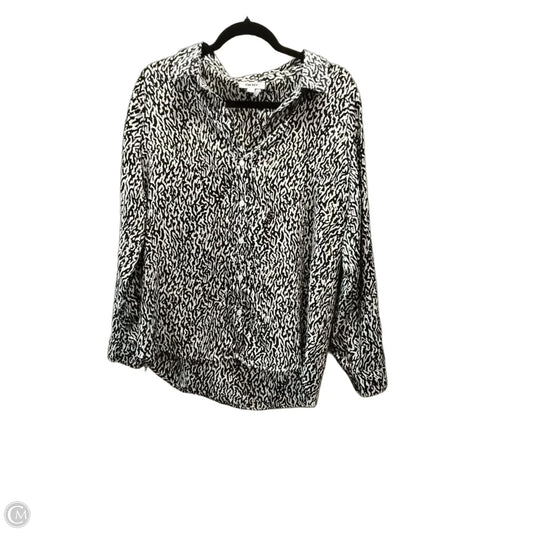 Blouse Long Sleeve By Dkny In Black & White, Size: L