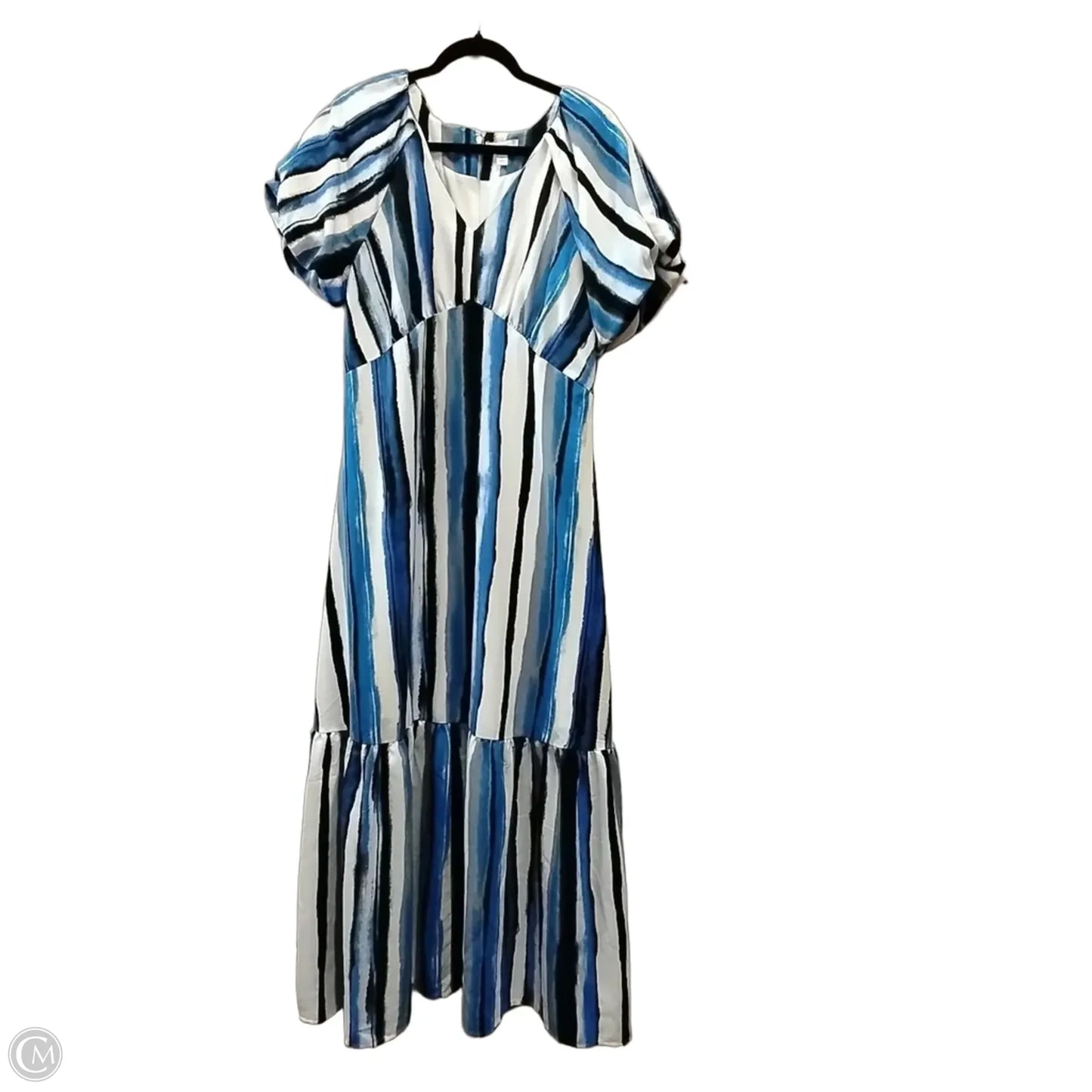 Dress Casual Maxi By Nine West In Blue & White, Size: 10