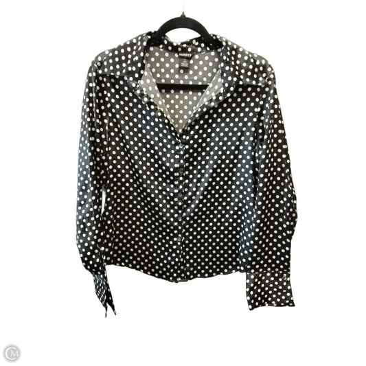 Blouse Long Sleeve By Anxiety In Polkadot Pattern, Size: L