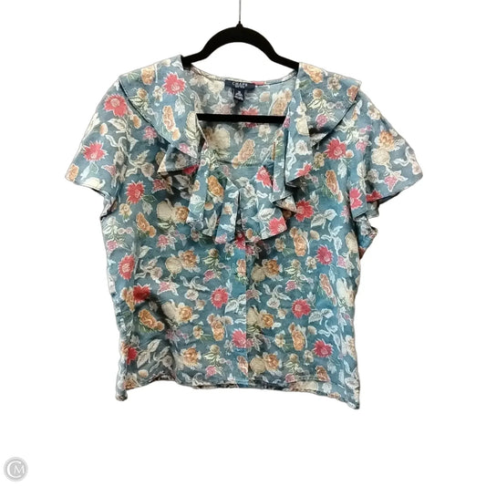 Blouse Short Sleeve By Chaps In Floral Print, Size: Xl