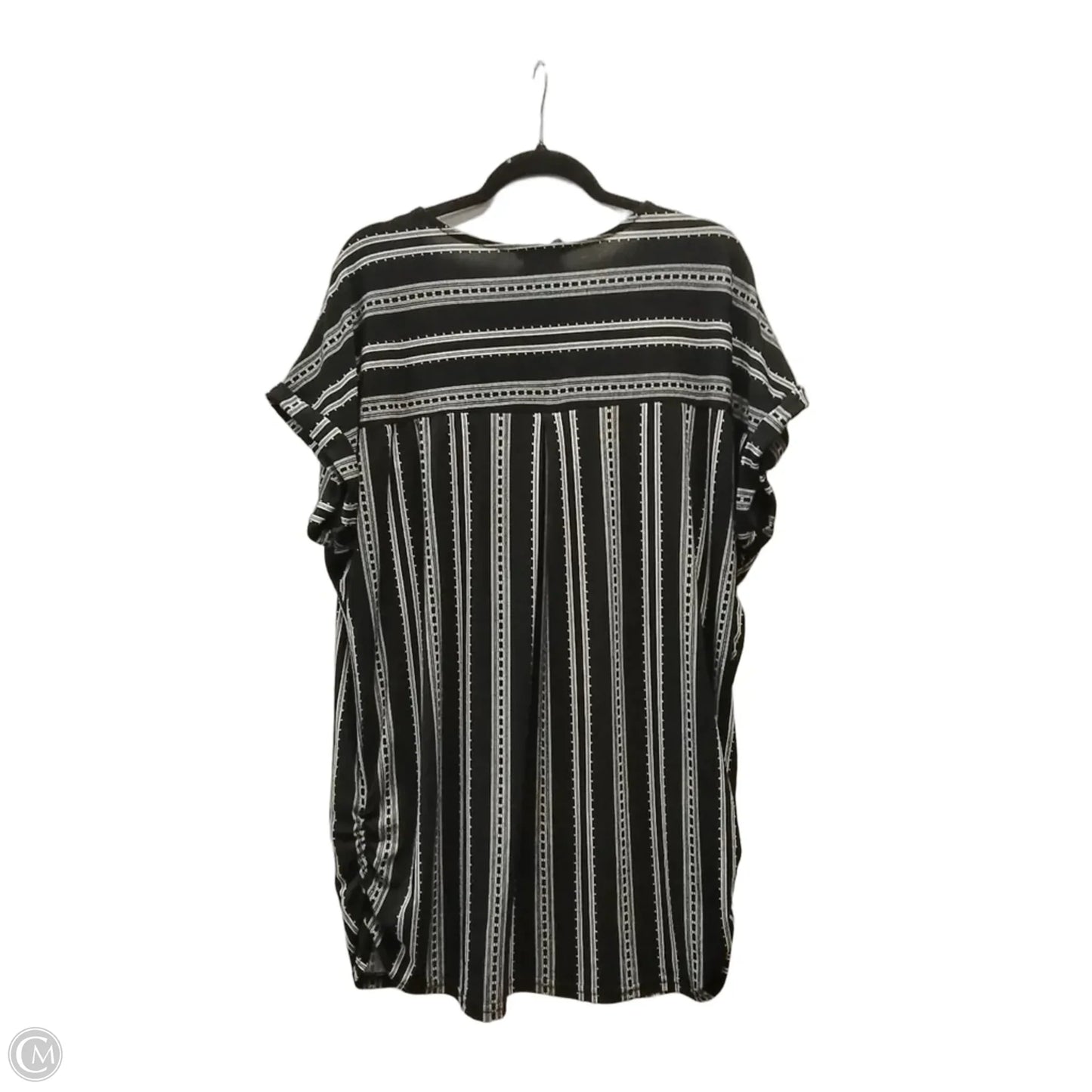 Blouse Short Sleeve By Sweet Wanderer In Black & White, Size: 2x