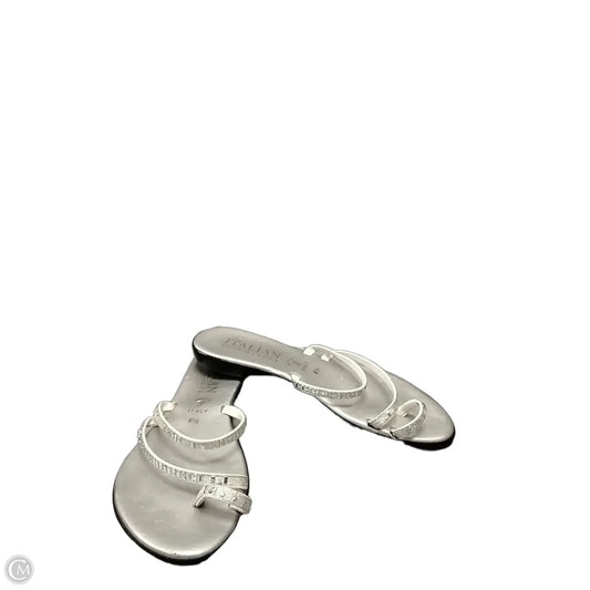 Sandals Flip Flops By Italian Shoemakers In Silver, Size: 8.5