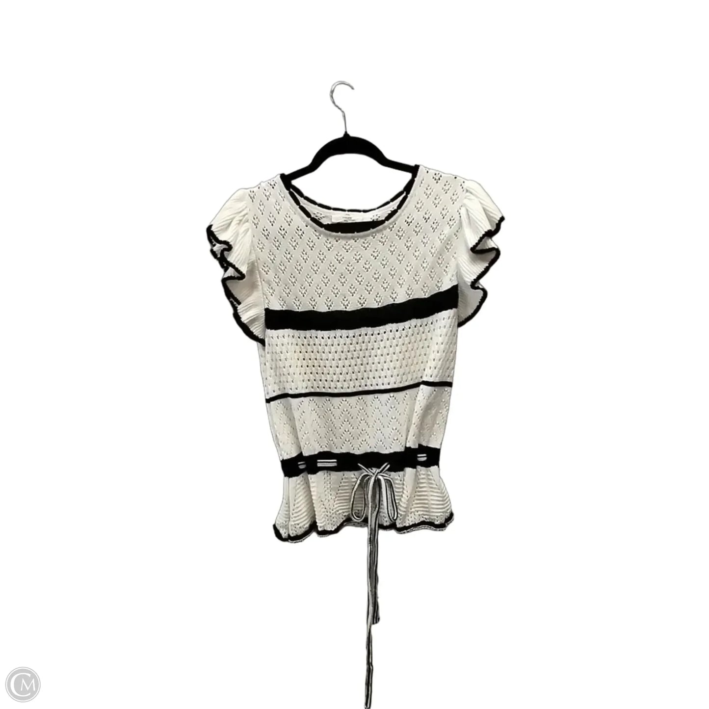 Sweater Short Sleeve By Entro In Black & White, Size: L