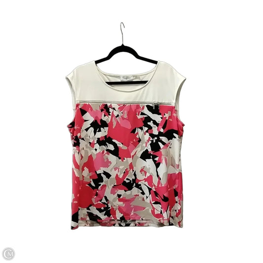 Top Short Sleeve By Calvin Klein In Multi-colored, Size: L