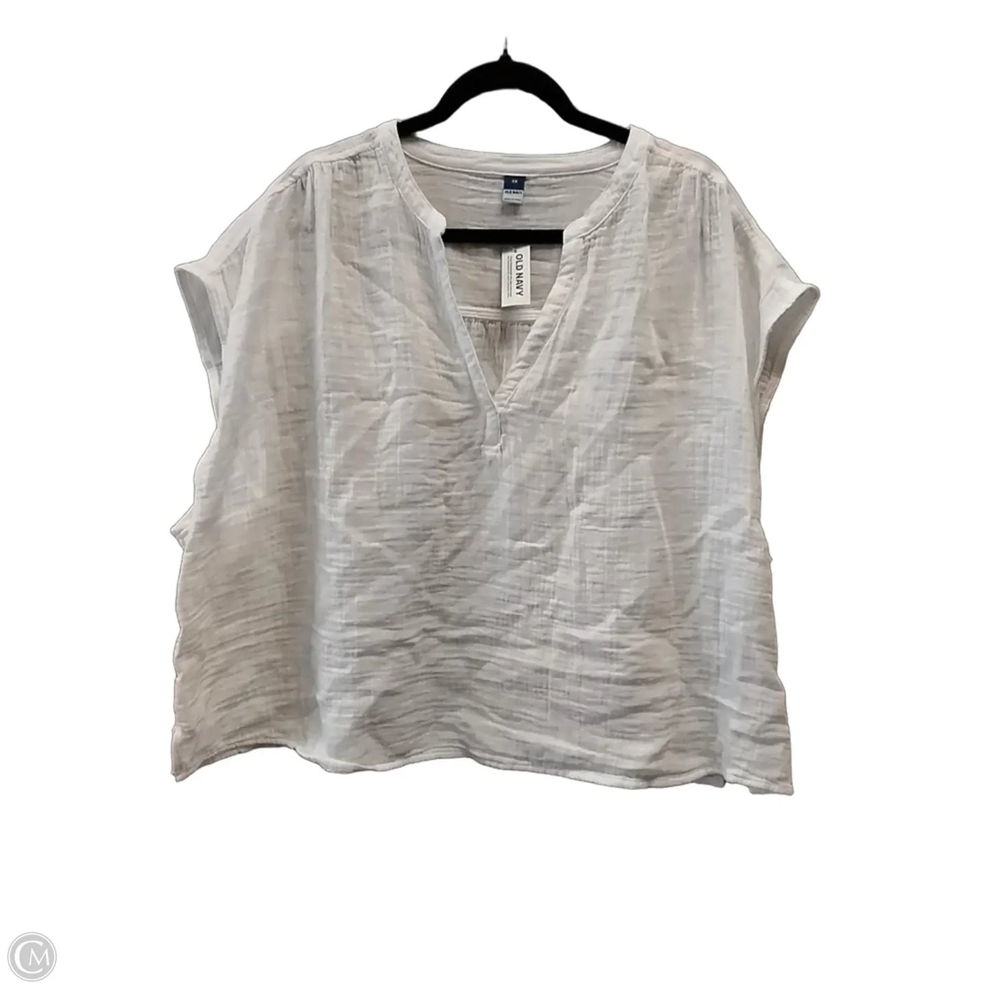 Blouse Short Sleeve By Old Navy In White, Size: 2x