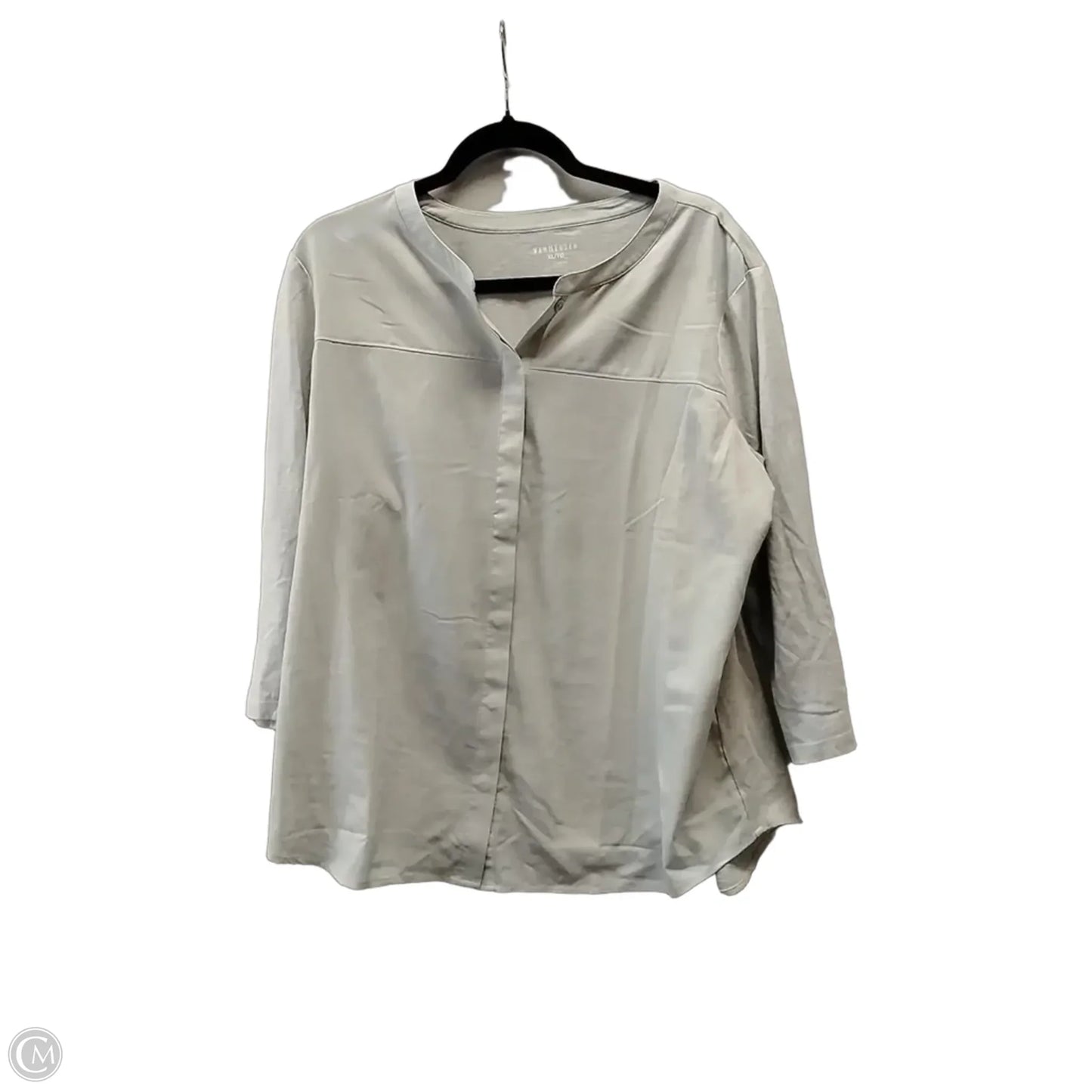 Blouse Long Sleeve By Van Heusen In Grey, Size: Xl