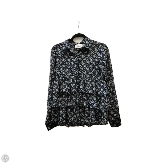 Blouse Long Sleeve By Line & Dot In Blue & White, Size: Xs