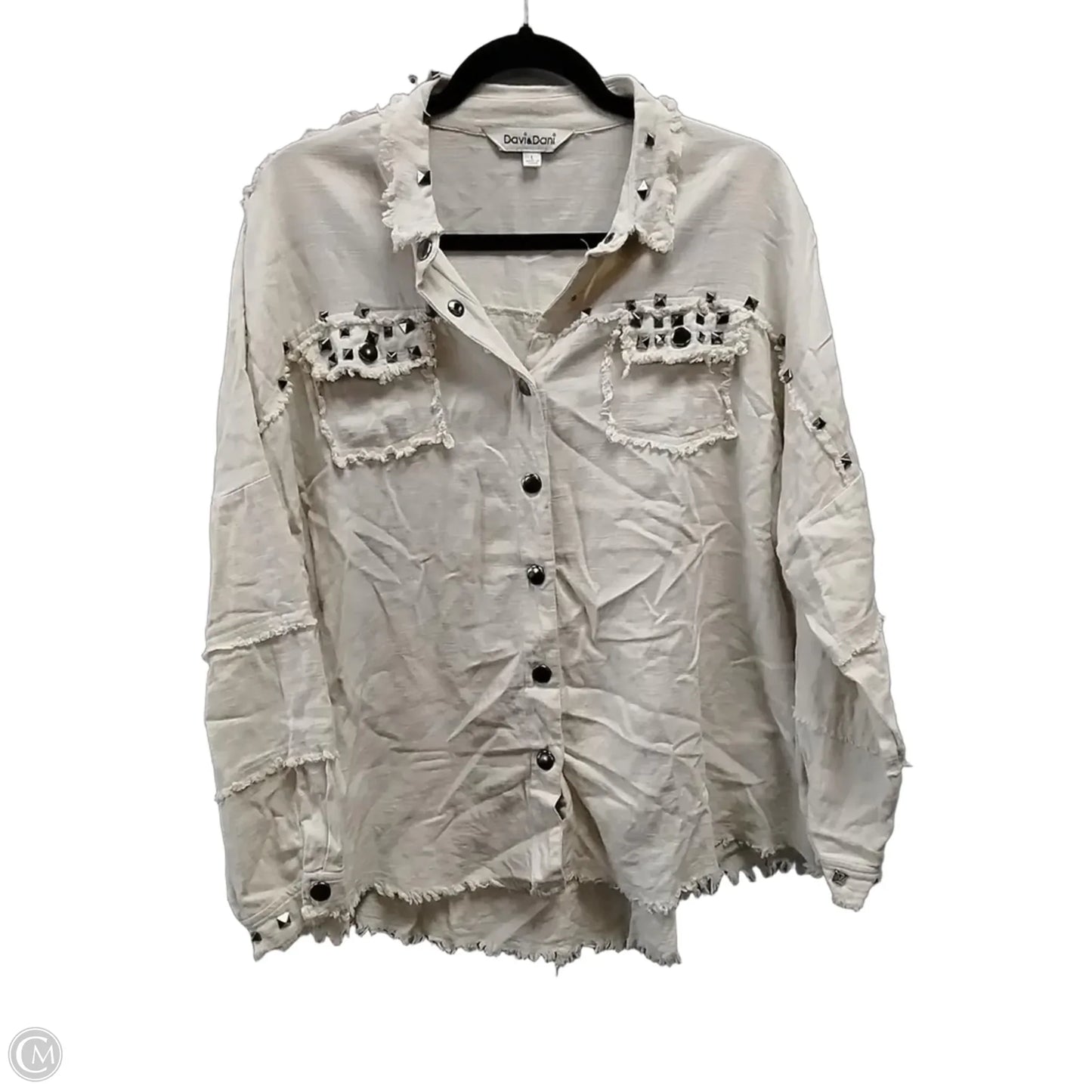 Top Long Sleeve By Davi & Dani In Beige, Size: L