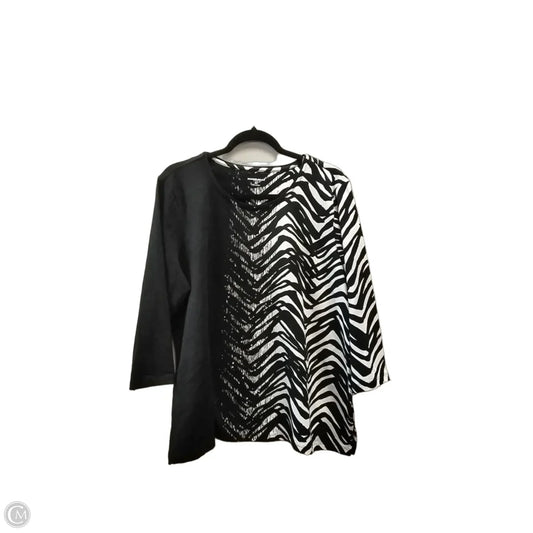 Top Long Sleeve By Allison Daley In Black & White, Size: Xl