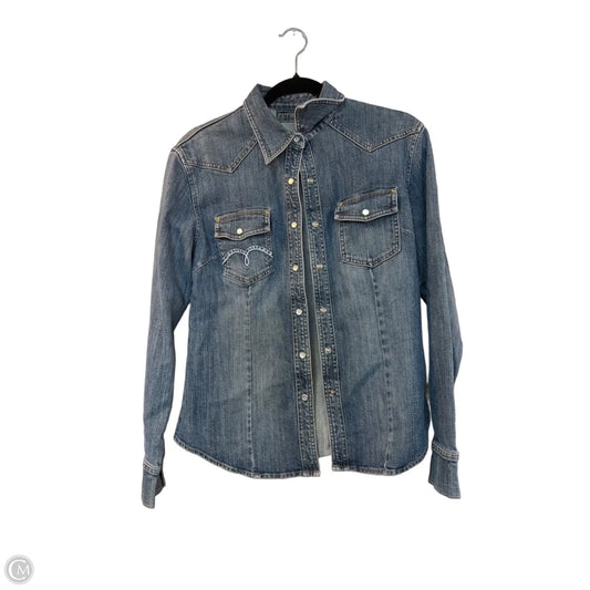 Jacket Shirt By Clothes Mentor In Blue Denim, Size: M