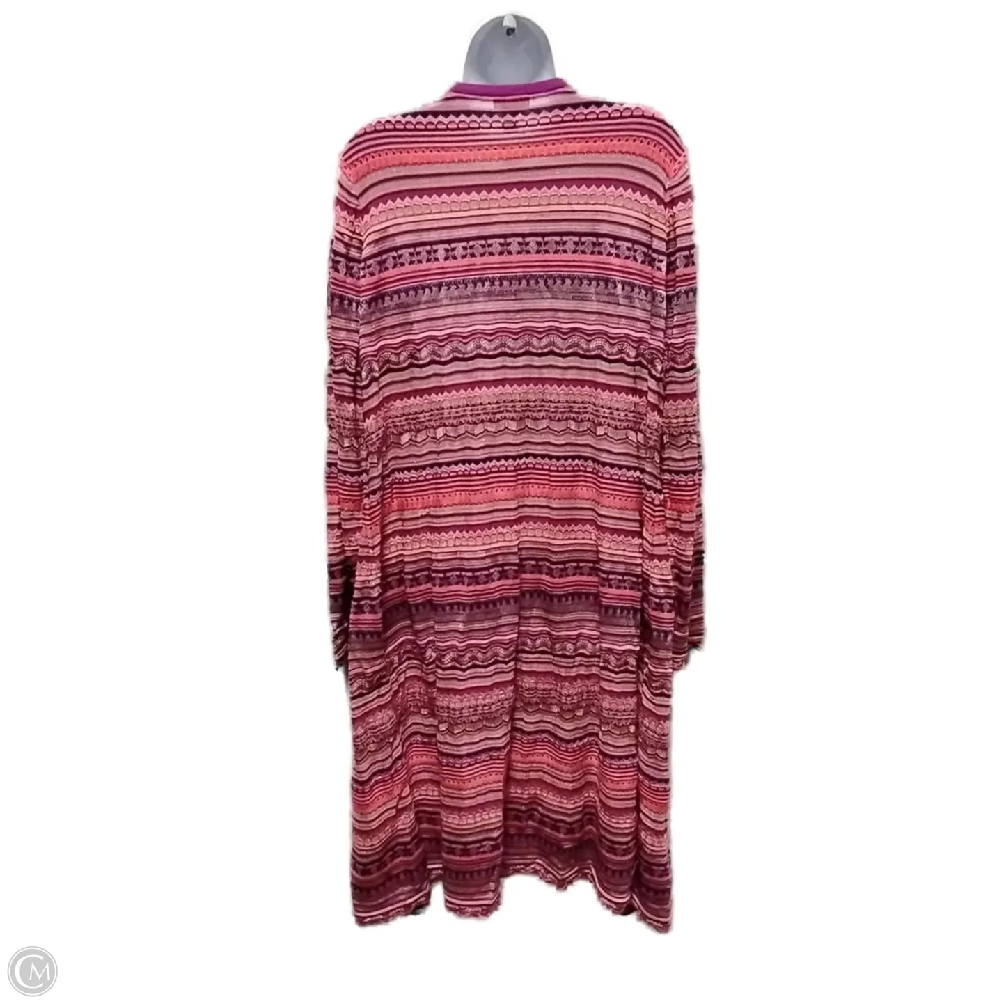 Sweater Cardigan By Chicos In Striped Pattern, Size: Xl