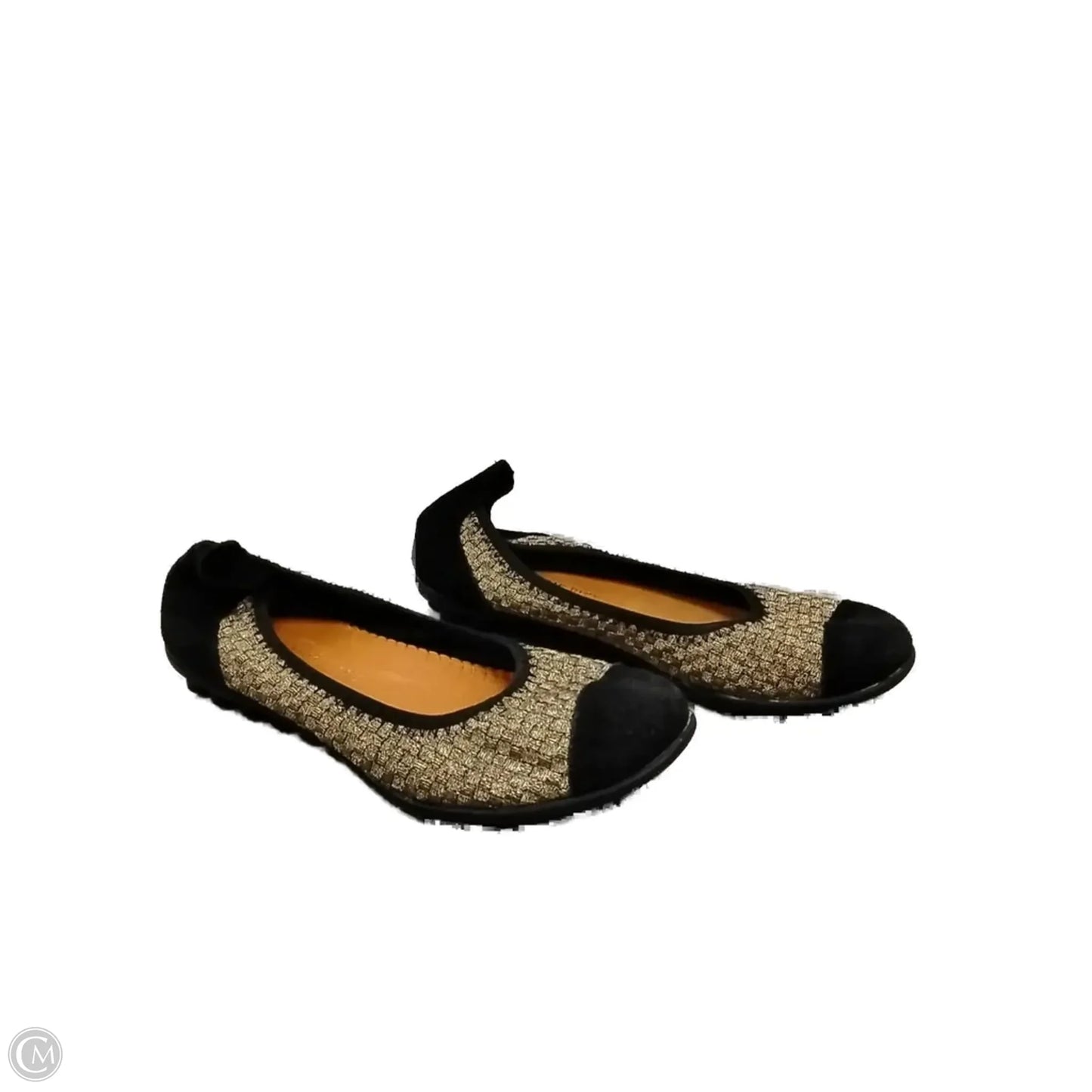 Shoes Flats By Bernie Mev In Black & Gold, Size: 9.5