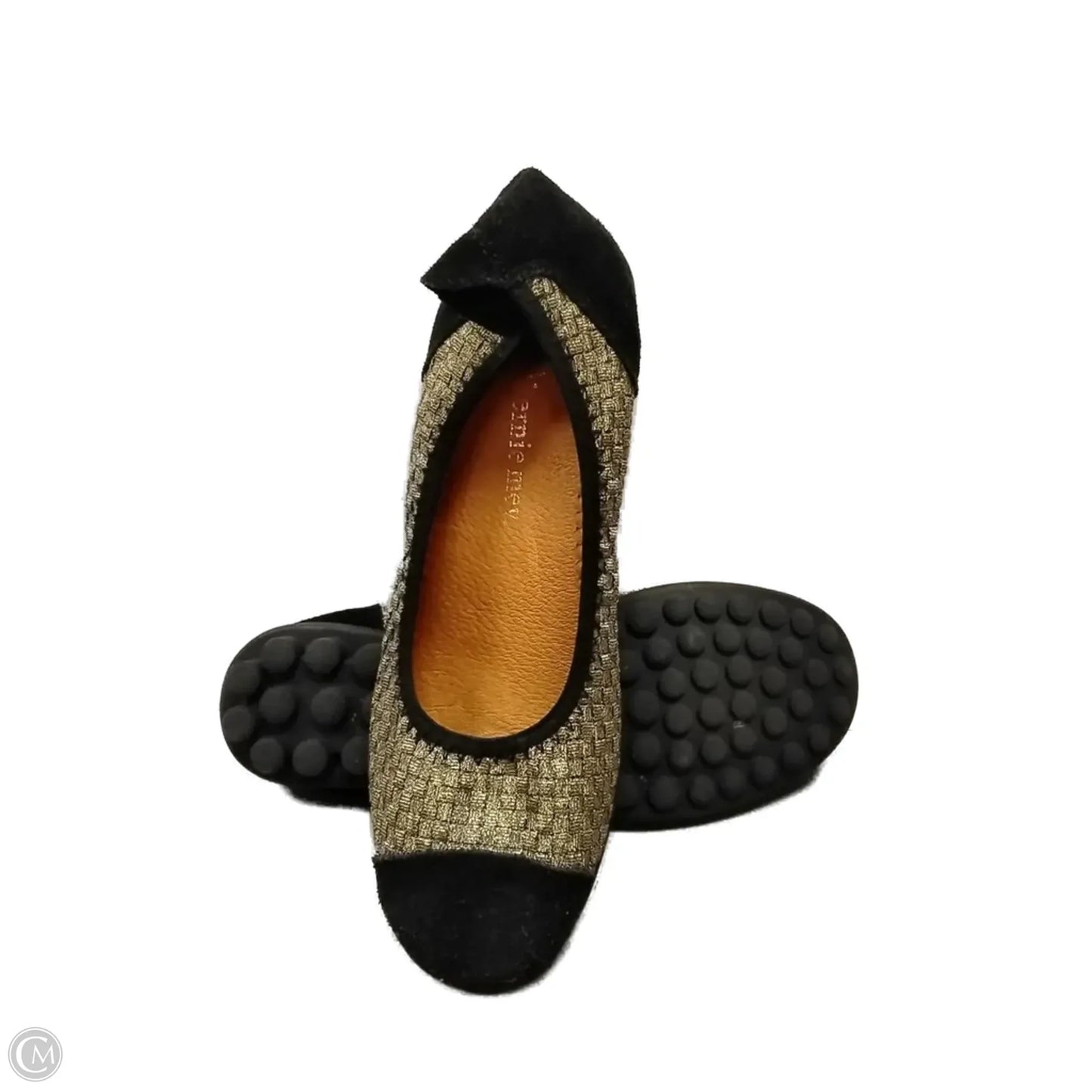 Shoes Flats By Bernie Mev In Black & Gold, Size: 9.5