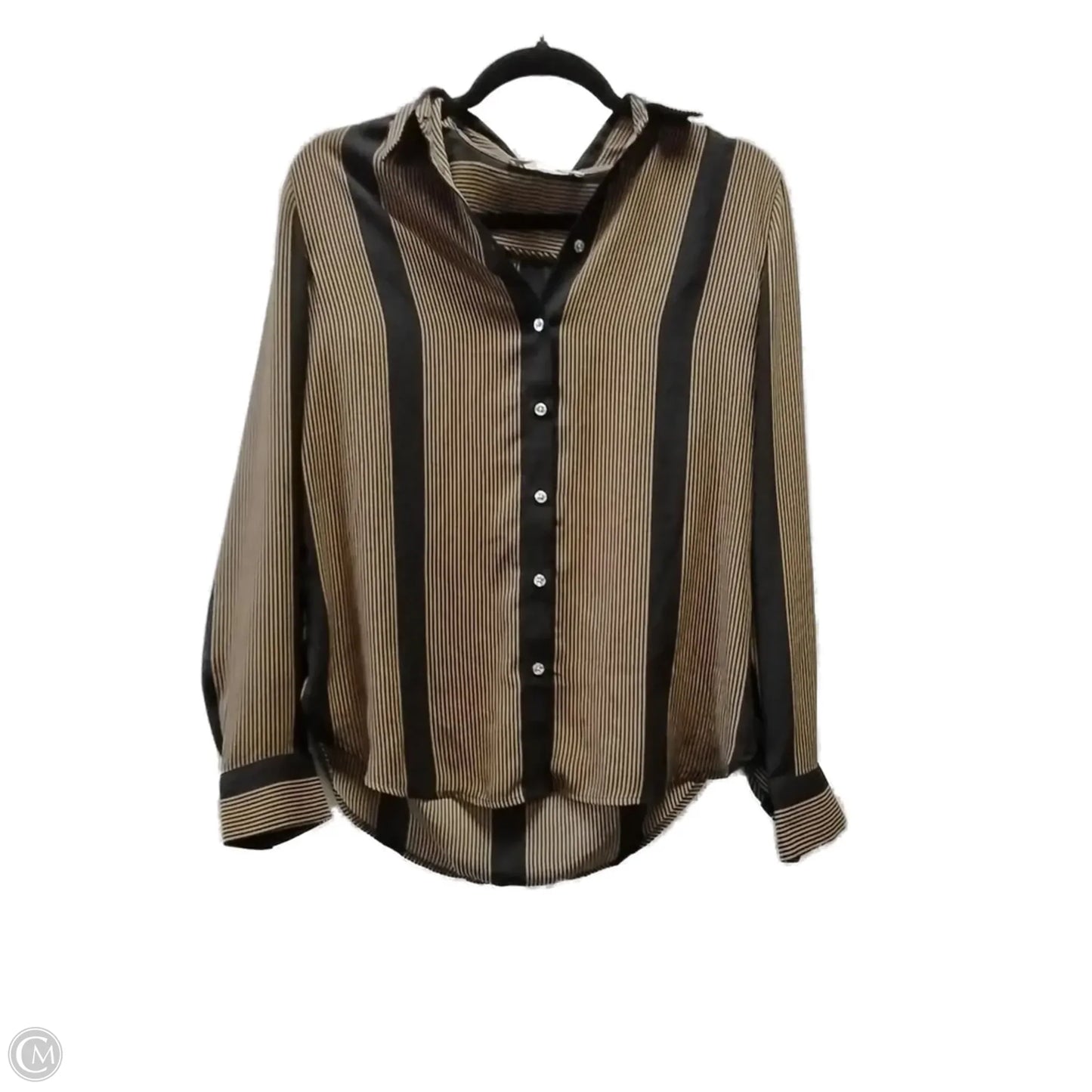 Blouse Long Sleeve By Loft In Striped Pattern, Size: Xs